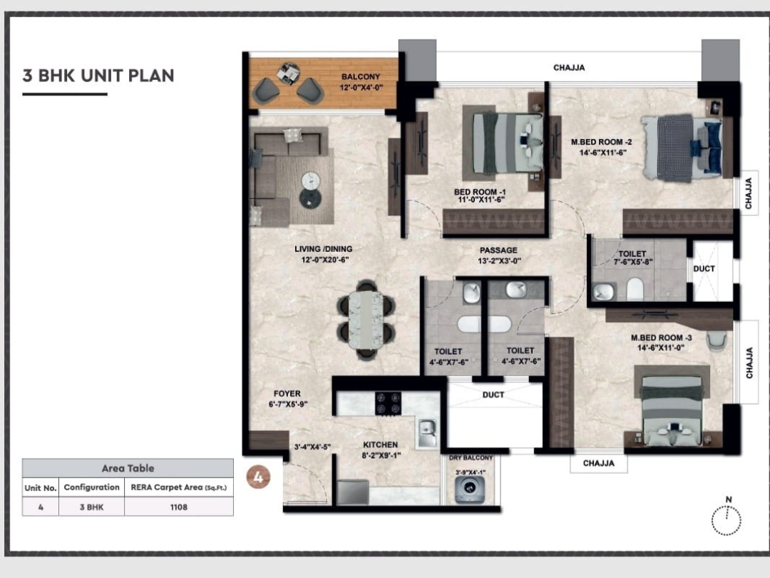Inspira Aura 3 bhk floor plan